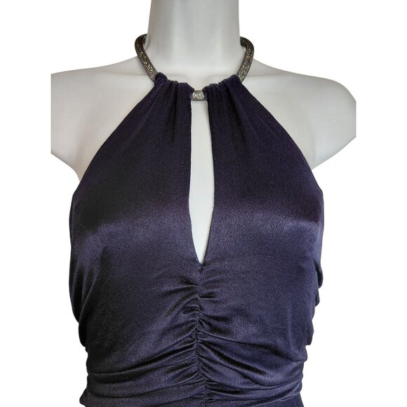 Astr The Label Navy Halter Neck Ruched Evening Gown SMALL - Picture 15 of 15